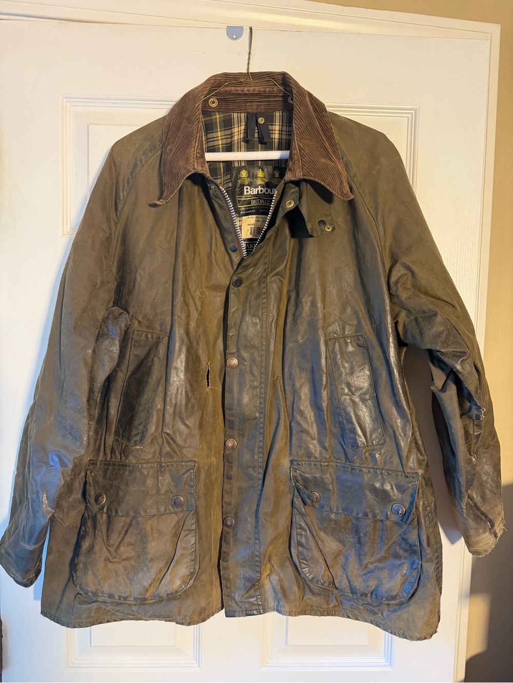 Barbour Vintage 1995 Bedale Waxed Cotton c46 XL Sage Green 3 warrant